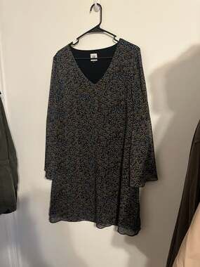 Cabi Poise Floral Bell Sleeve Chiffon Shift Dress Size Large